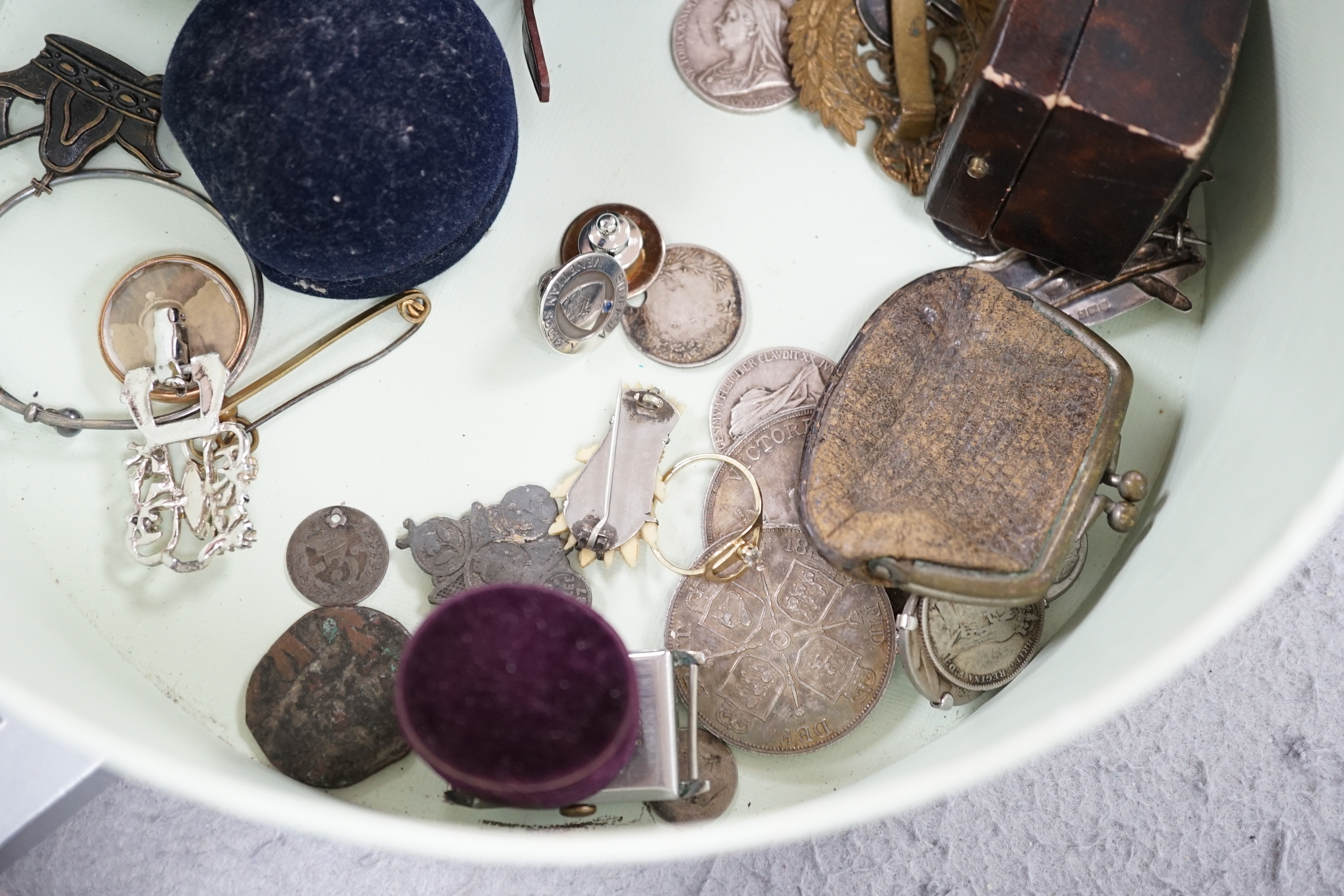 A quantity of assorted mainly costume and other jewellery and a lady's 9ct gold manual wind wrist watch, on a 9ct gold bracelet.